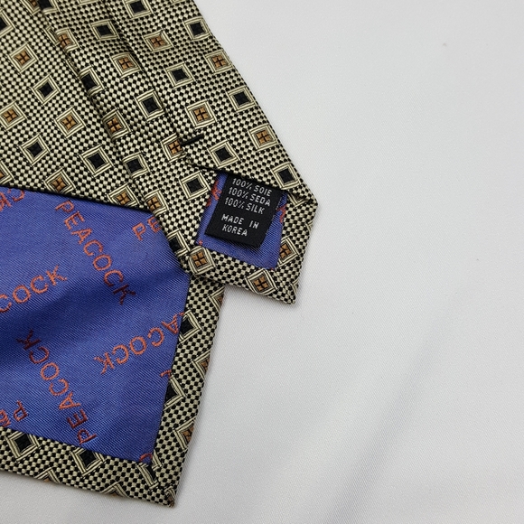 Peacock Blue and Gold executive silk TIE - Picture 2 of 8